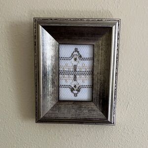 Hand Crafted Silver and Cream Stitched Wall Art